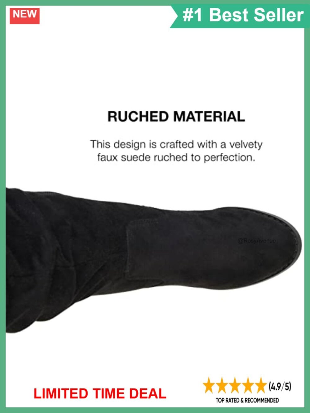 Faux Suede Over-the-Knee Boots Round Toe Stacked Heel Inside Zip - Picture 4 of 6
